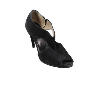 Prada Womens Suede Open Toe Heels Black Size 39.5 9.5